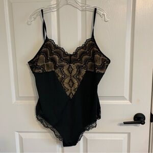 Black and Tan Lace Bodysuit OS L/XL